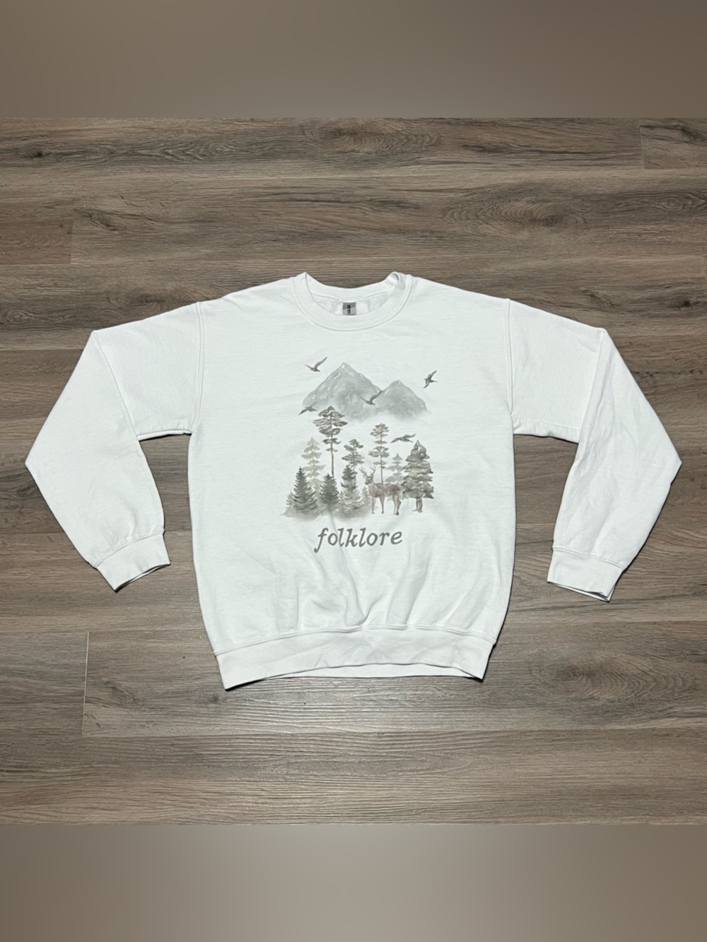 Taylor Swift Folklore Album Small Crewneck Sweatshirt Deer Trees Exile Gildan